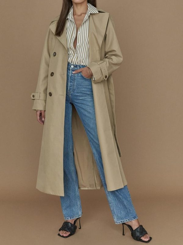 Fall Classic Double-Breasted Large Collared Slimming Extended Trench Coat - Coats & Jackets - Uniqistic.com