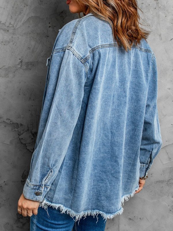 Early Spring Street Hipster Denim Collared Loose Simple Blouse - Blouses & Shirts - Uniqistic.com