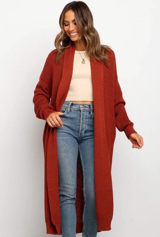 Autumn Winter round Neck Knitted Cardigan in Coats & Jackets