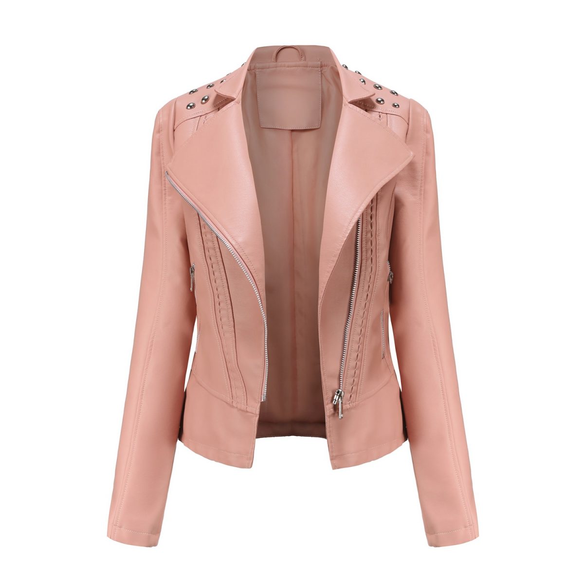 Leather Collared Motorcycle Jacket in Coats & Jackets