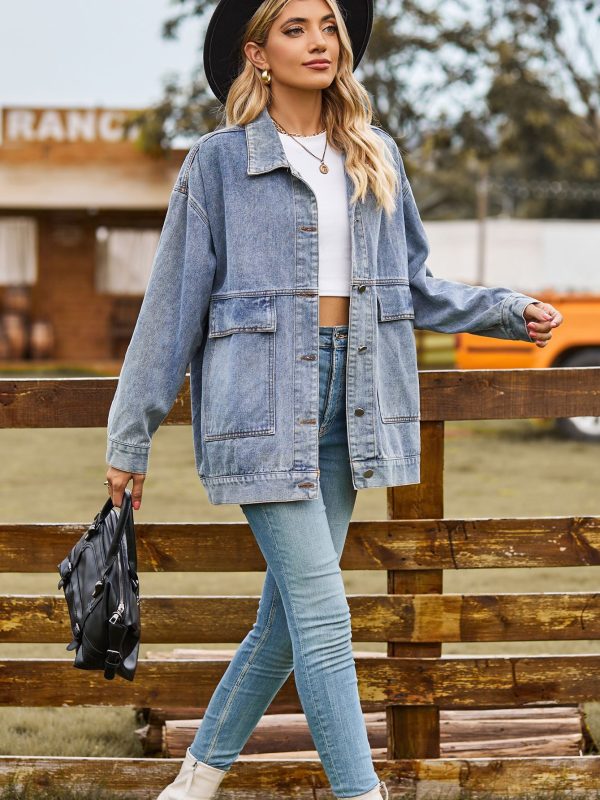 All Match Slimming Retro Classic Loose Denim Casual Shirt in Coats & Jackets