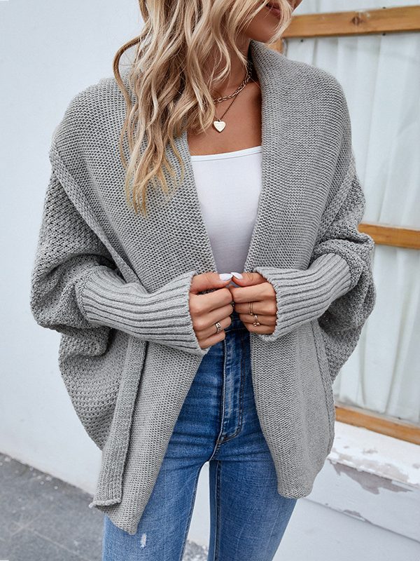 Autumn Winter Knitted Solid Color Batwing Sleeve Sweater in Sweaters