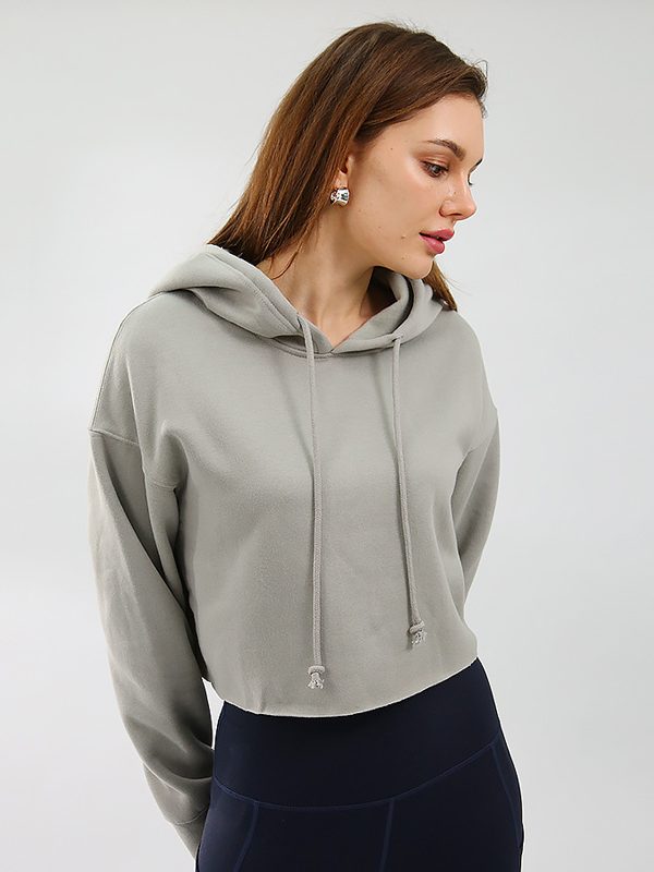 Fleece-Lined Pullover Personalized Bare Cropped Long Sleeved Sweatshirt in Hoodies & Sweatshirts