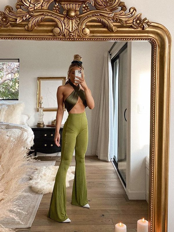Casual Solid Color High Waist Slim Fit Big Flared Trousers - Pants - Uniqistic.com