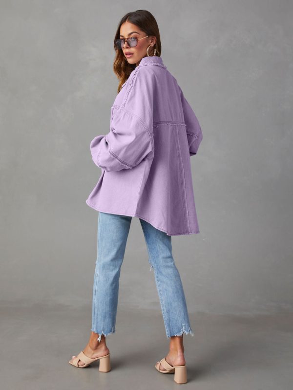 Casual Denim Washed Solid Color Mid Length Jacket - Coats & Jackets - Uniqistic.com