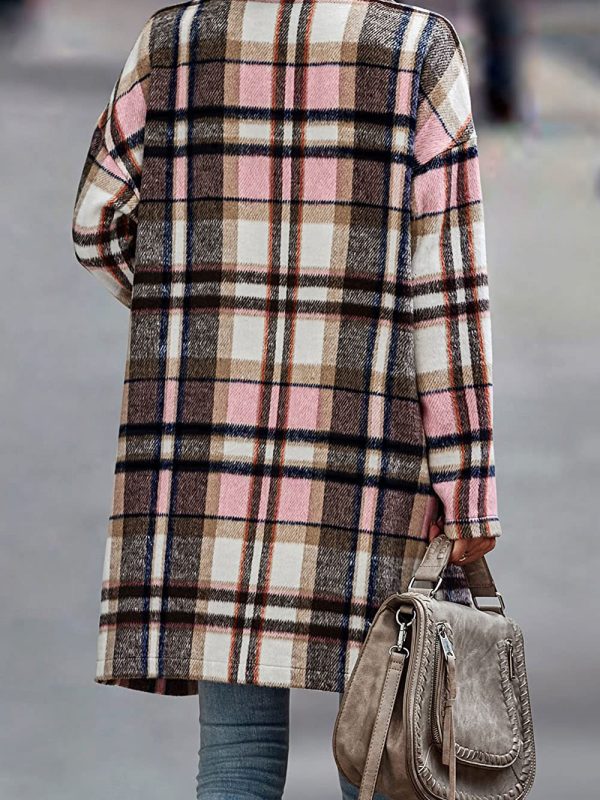 Long Single Breasted Collared Shacket Woolen Coat in Coats & Jackets