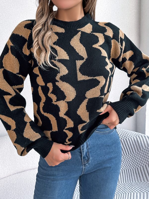 Autumn Winter Casual Contrast Color Striped Long Sleeve Pullover Sweater in Sweaters