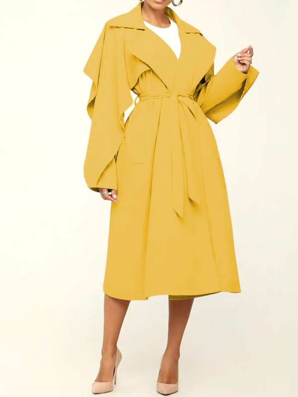 Autumn Winter Fashionable Polo Collar Solid Color Mid Length Trench Coat - Coats & Jackets - Uniqistic.com
