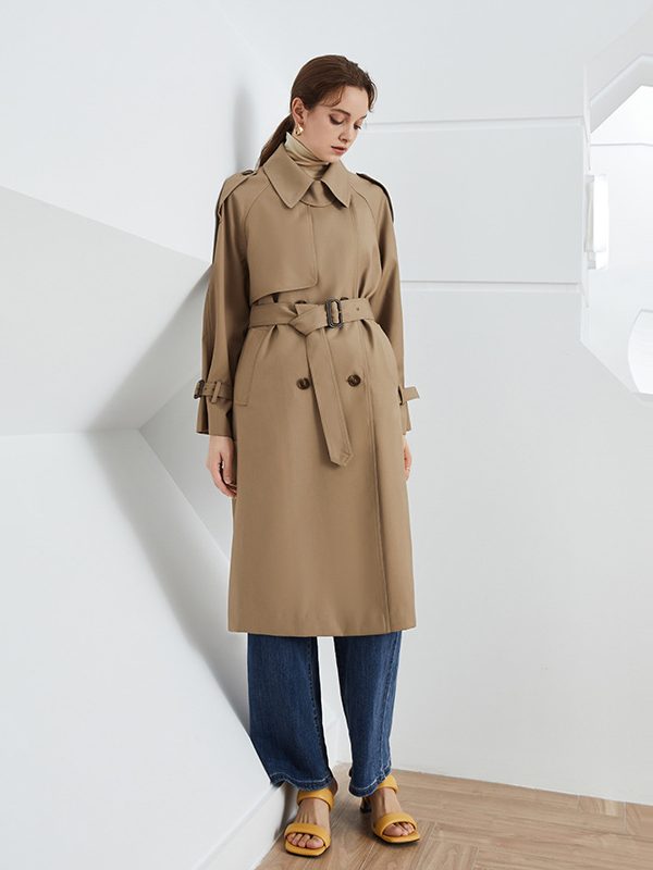 Autumn Winter British Double Breasted Loose Drooping Extended Trench Coat in Coats & Jackets