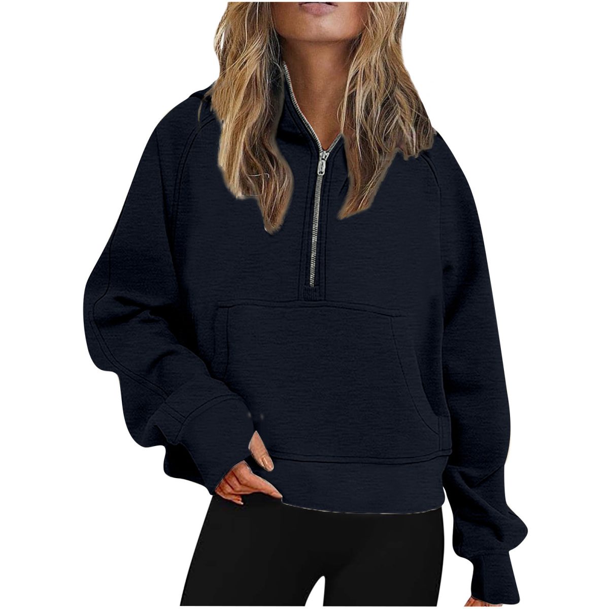 Scuba Sports Half Zipper Loose Short Hood Fleece Lined Sweatshirt - Hoodies & Sweatshirts - Uniqistic.com