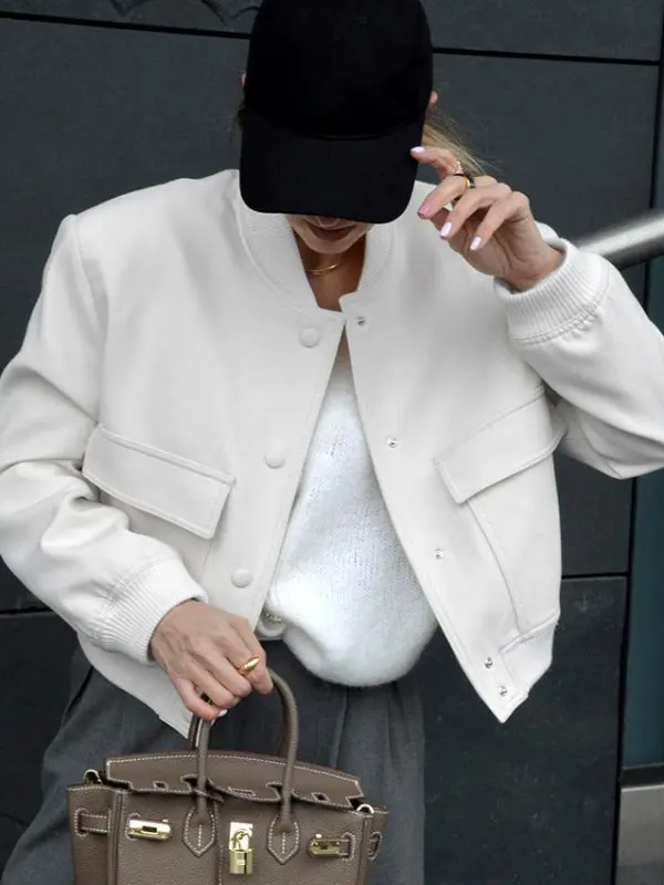White Slim Fit Long Sleeve Varsity Jacket - Coats & Jackets - Uniqistic.com