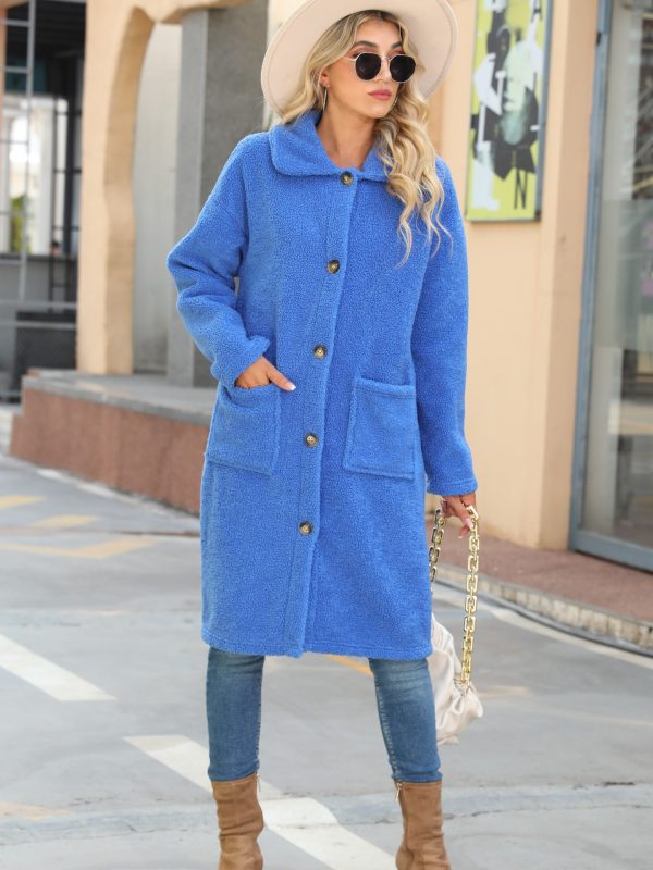 Collared Long Sleeve Pocket Solid Color Breasted Extended Double Sided Cashmere Coat - Coats & Jackets - Uniqistic.com