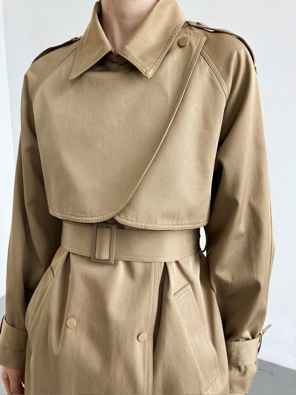 Mid-Length Trench Thin Autumn Winter Small Waist-Tight Fashionable Coat in Coats & Jackets
