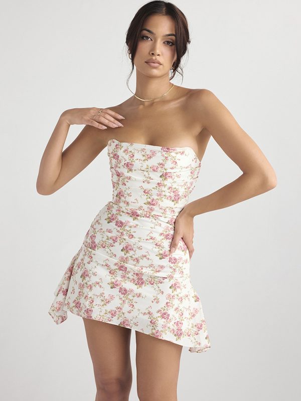 Sweet Spicy Floral Boning Corset Slim Fit Backless Tube Top Dress - Dresses - Uniqistic.com