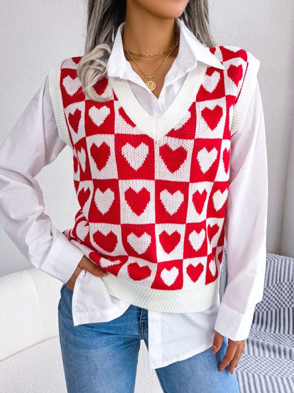 Autumn Winter College Heart Knitted Vest - Sweaters - Uniqistic.com