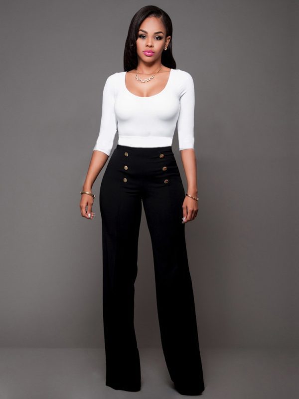 Slim Fitting Cool Double Breasted Flared Pants - Pants - Uniqistic.com