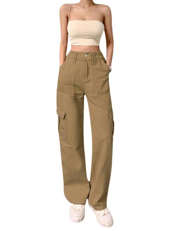 Slim High Waist Multi Pocket Cargo Pants - Pants - Uniqistic.com