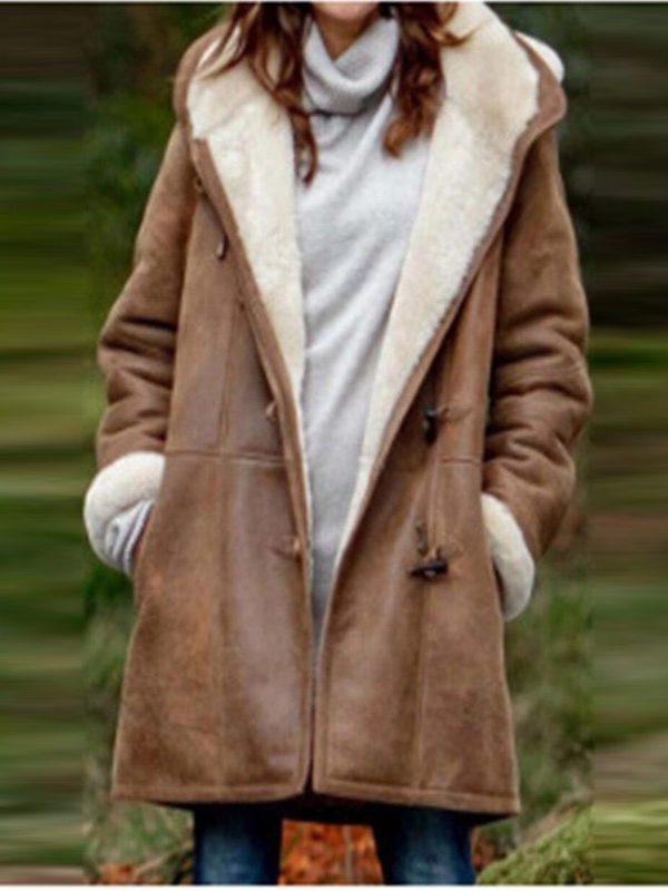 Winter Intellectual Simple Harajuku Solid Color Casual Button Cardigan Warm Mid Length Hooded Women Overcoat - Coats & Jackets - Uniqistic.com