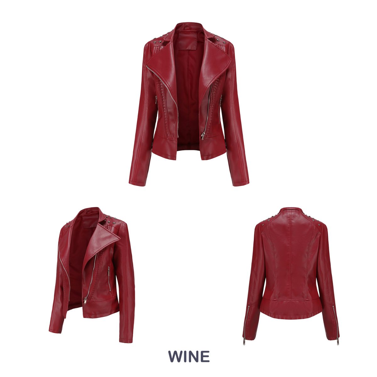 Leather Collared Motorcycle Jacket in Coats & Jackets