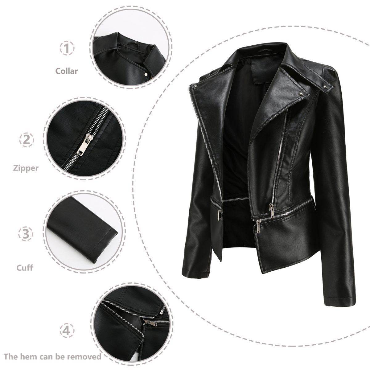 Detachable Hem Leather Casual Jacket - Coats & Jackets - Uniqistic.com