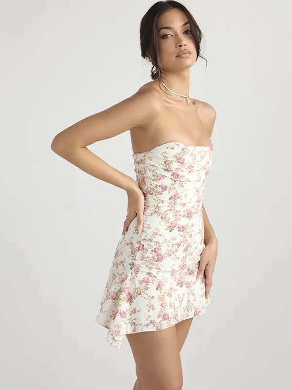 Sweet Spicy Floral Boning Corset Slim Fit Backless Tube Top Dress - Dresses - Uniqistic.com