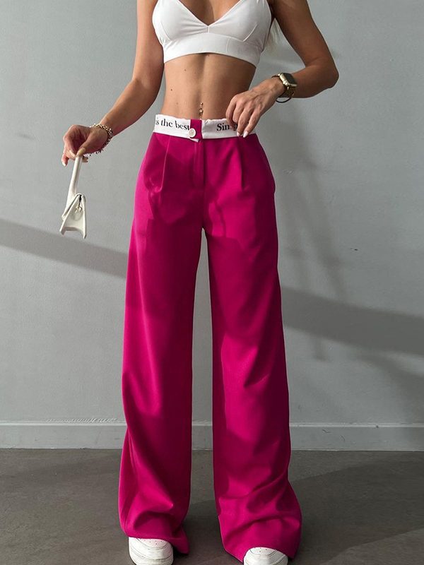 Casual All Match Office Solid Color Trousers in Pants
