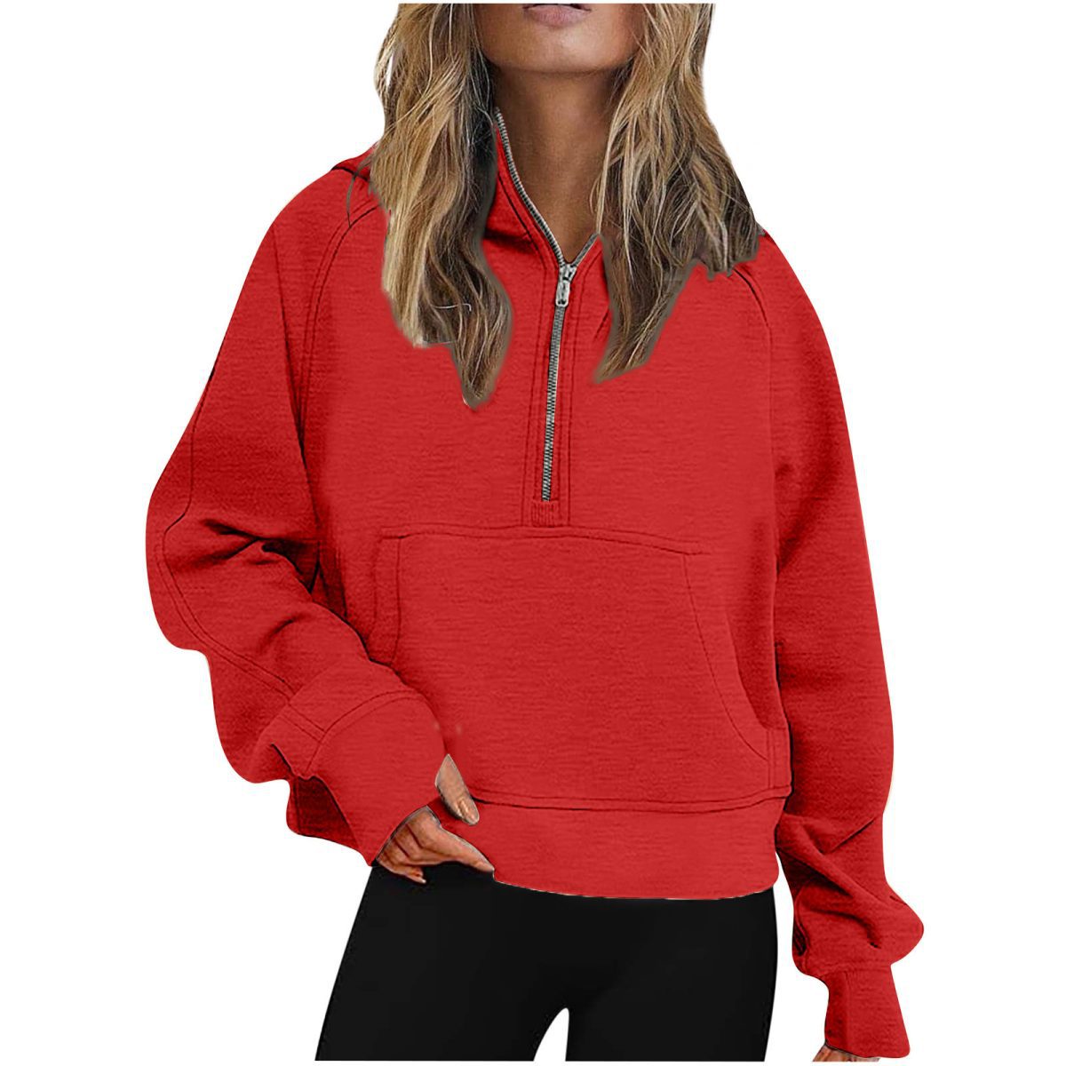 Scuba Sports Half Zipper Loose Short Hood Fleece Lined Sweatshirt - Hoodies & Sweatshirts - Uniqistic.com