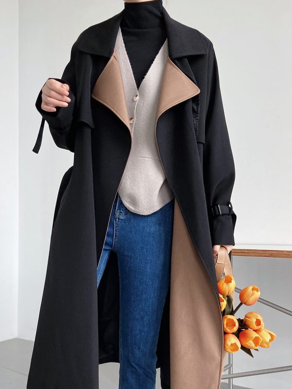 Elegant Stitching Contrast Color Trench Coat - Coats & Jackets - Uniqistic.com