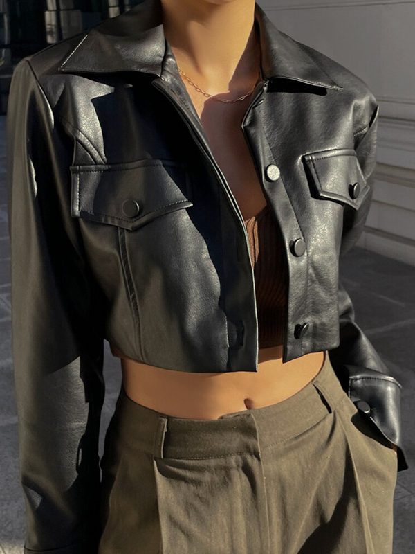 Sexy Cropped Sexy Motorcycle Single Breasted Jacket in Coats & Jackets