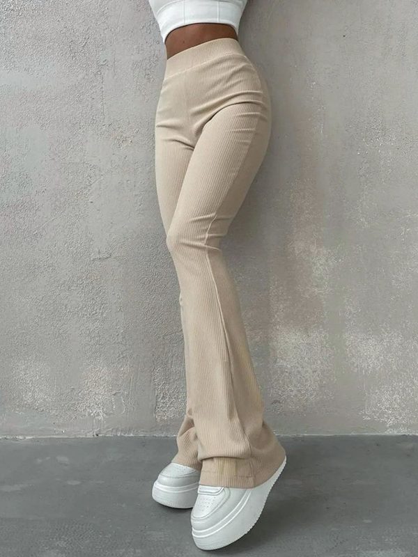 High Waist Slim-Fit All-Matching Slightly Flared Casual Trousers in Pants