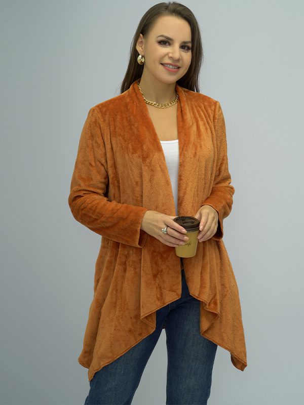 Autumn Winter Solid Color Irregular Asymmetric Hem Flannel Coat - Coats & Jackets - Uniqistic.com