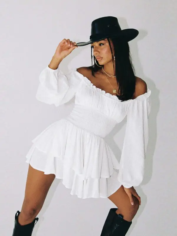 Summer High Grade Women Pleated Neck Long Sleeve Casual Ruffled French Romper in Jumpsuits & Rompers
