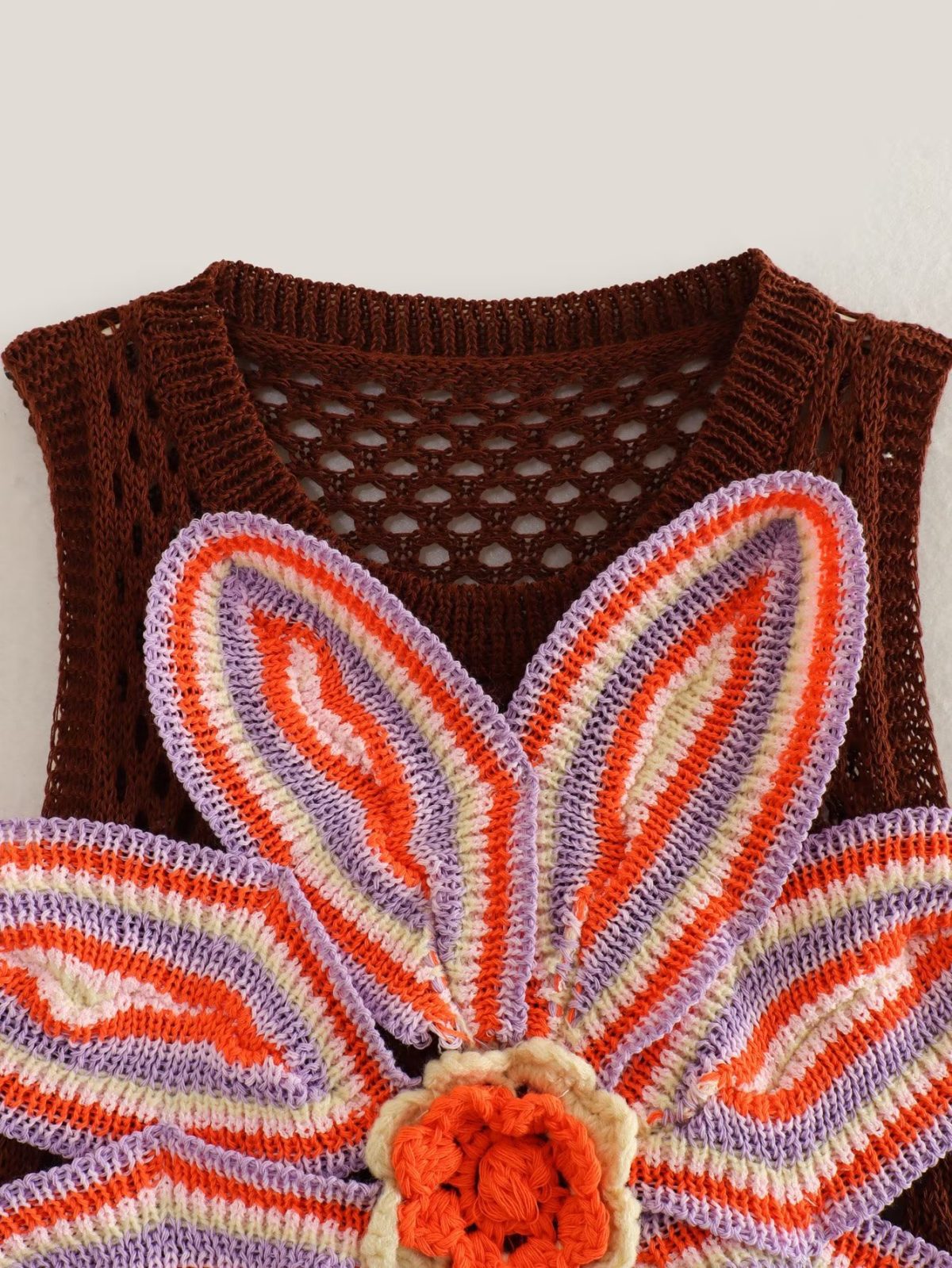 Spring Knitted Handmade Floral Vest in Sweaters