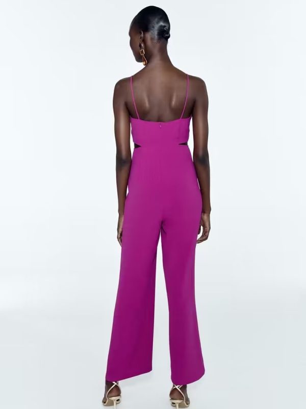 High Waist Cropped Outfit Knot Cut Trousers Jumpsuit in Jumpsuits & Rompers