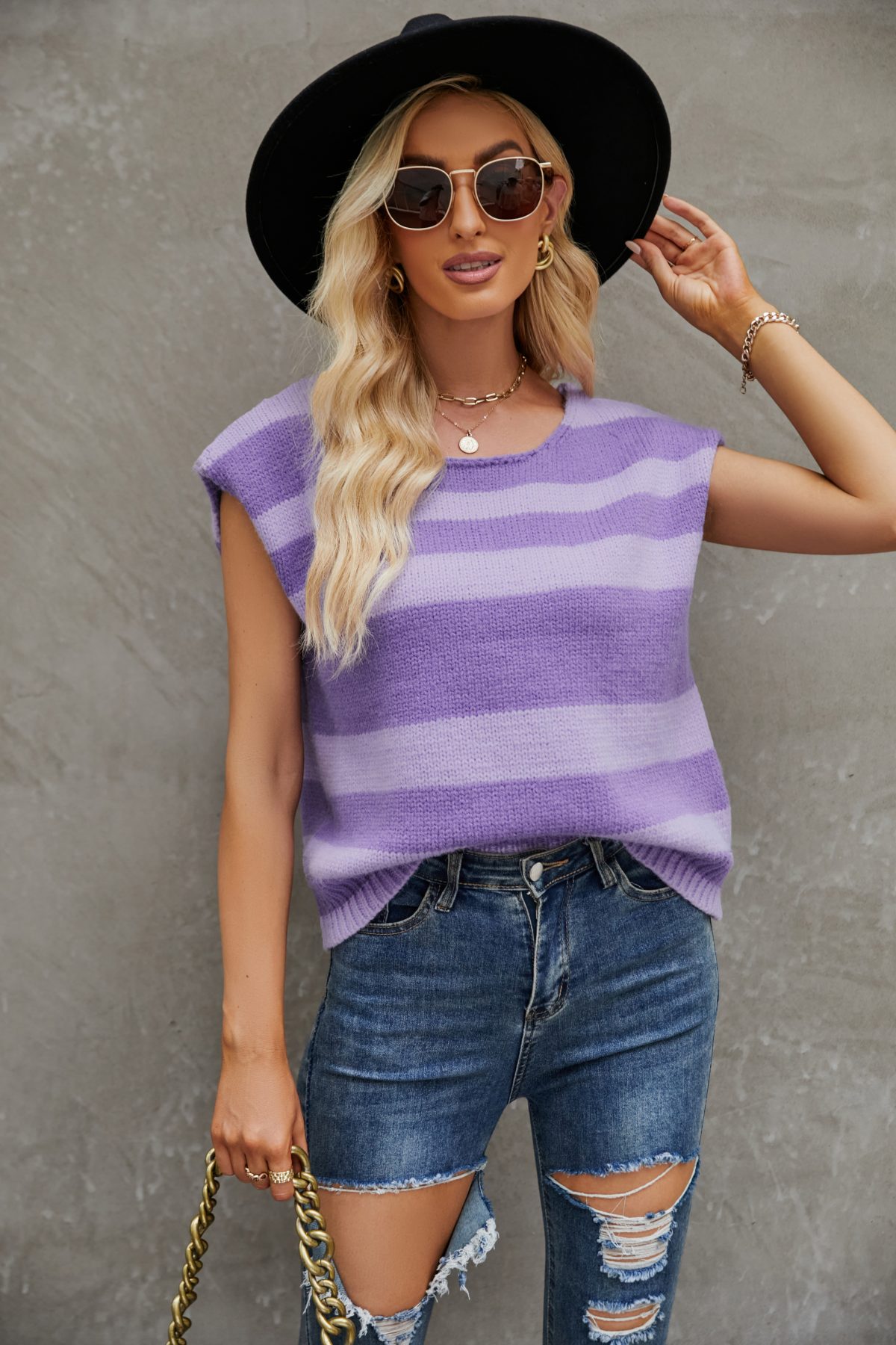 Striped Color Matching Sweater in Sweaters