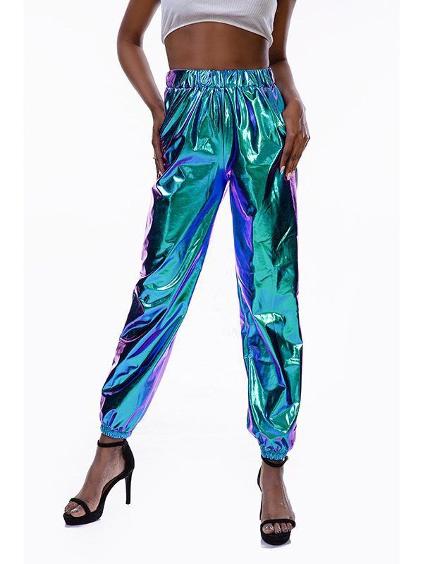 Casual Sports Street Hip Hop Party Shiny Colorful Trousers in Pants