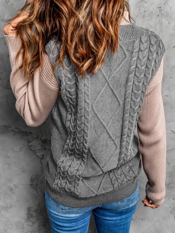 Knitted Wool Pattern Pullover Sweater Vest in Sweaters