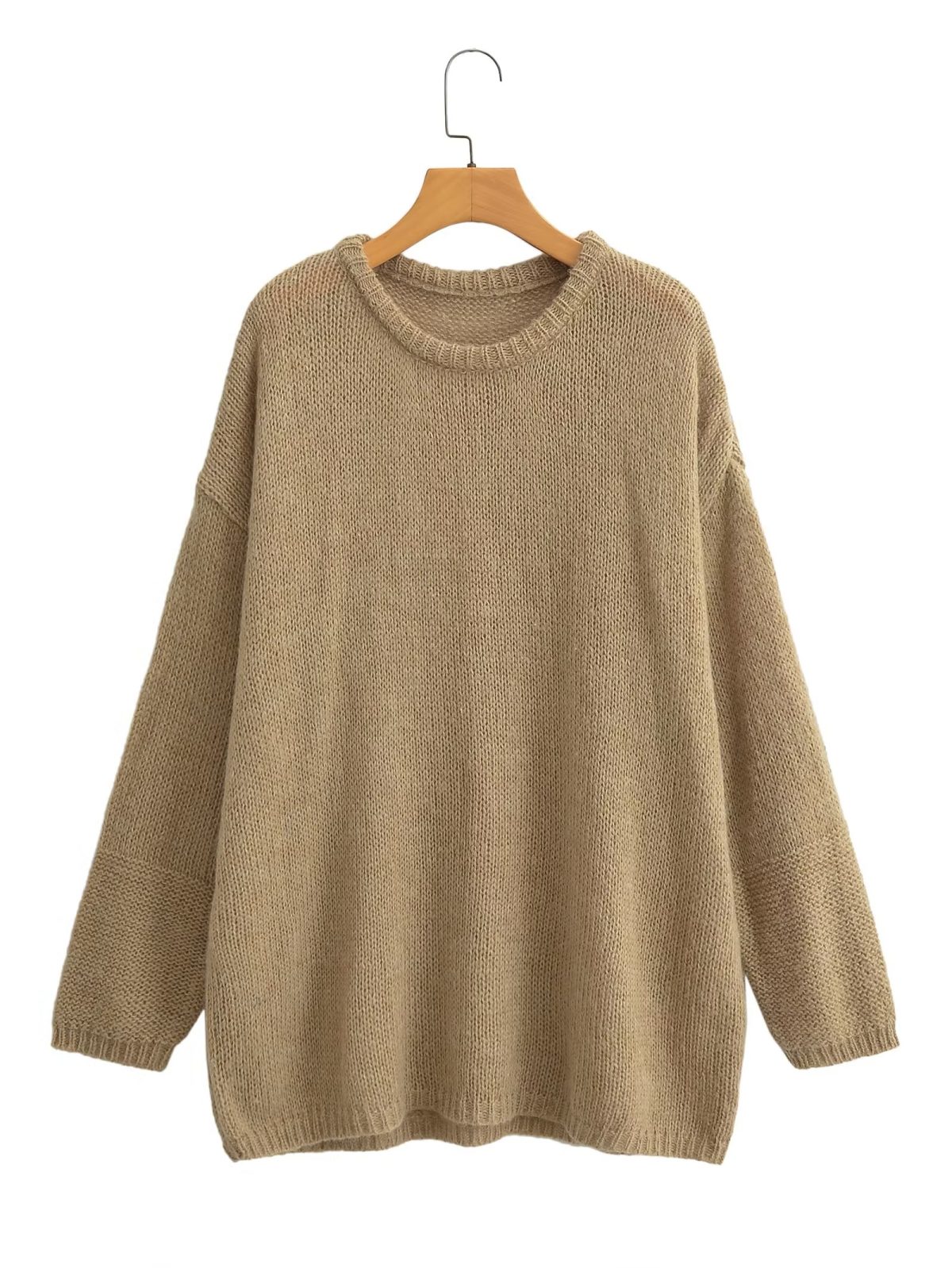 Loose Round Neck Solid Color Sweater in Sweaters