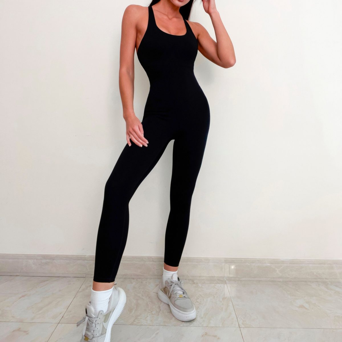 Tight Sleeveless High Elastic Fitness Suit in Jumpsuits & Rompers