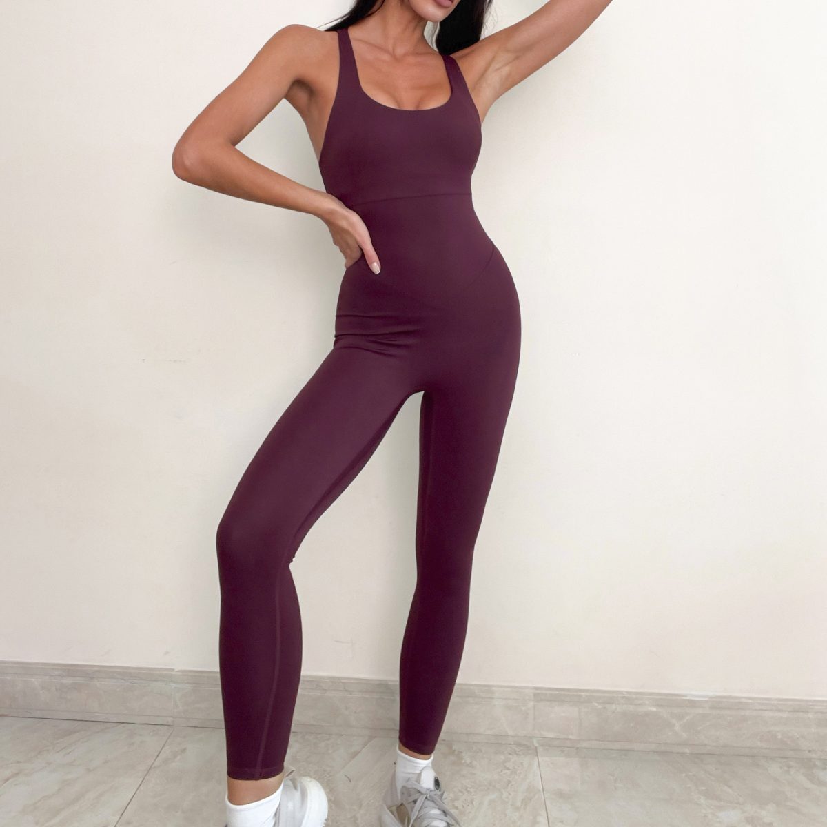 Tight Sleeveless High Elastic Fitness Suit in Jumpsuits & Rompers