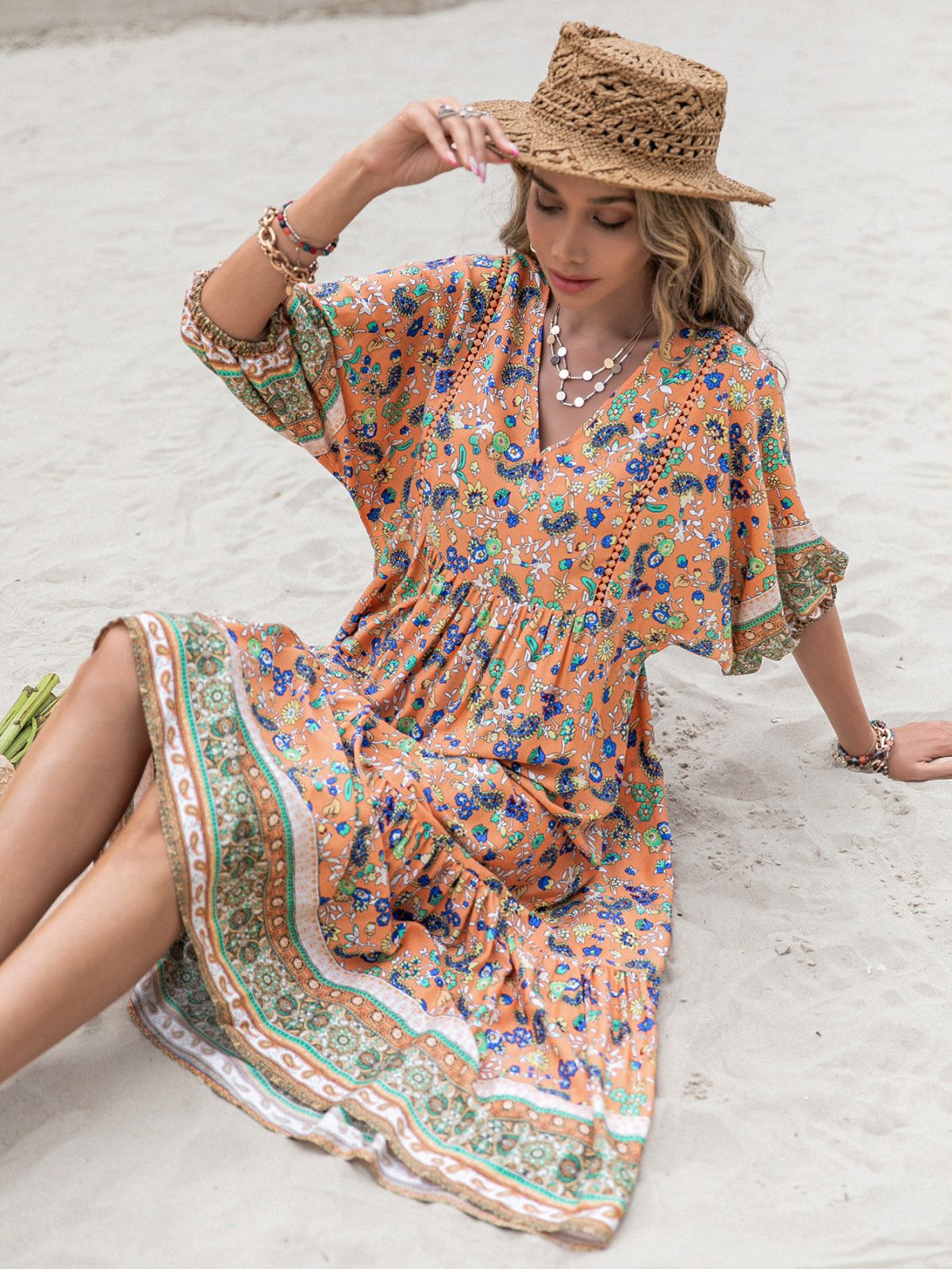Bohemian Loose Vacation Printing Dress in Dresses