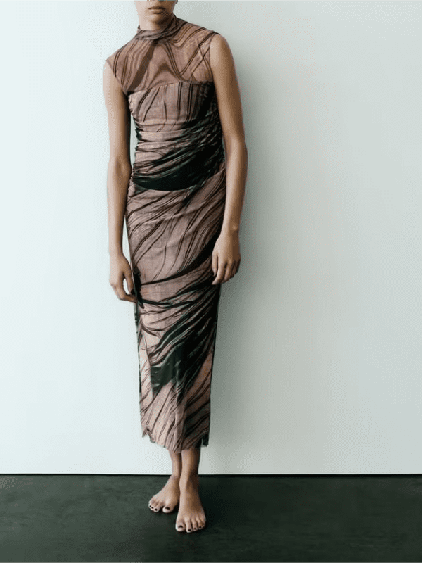Silk Net Printing Dress in Dresses