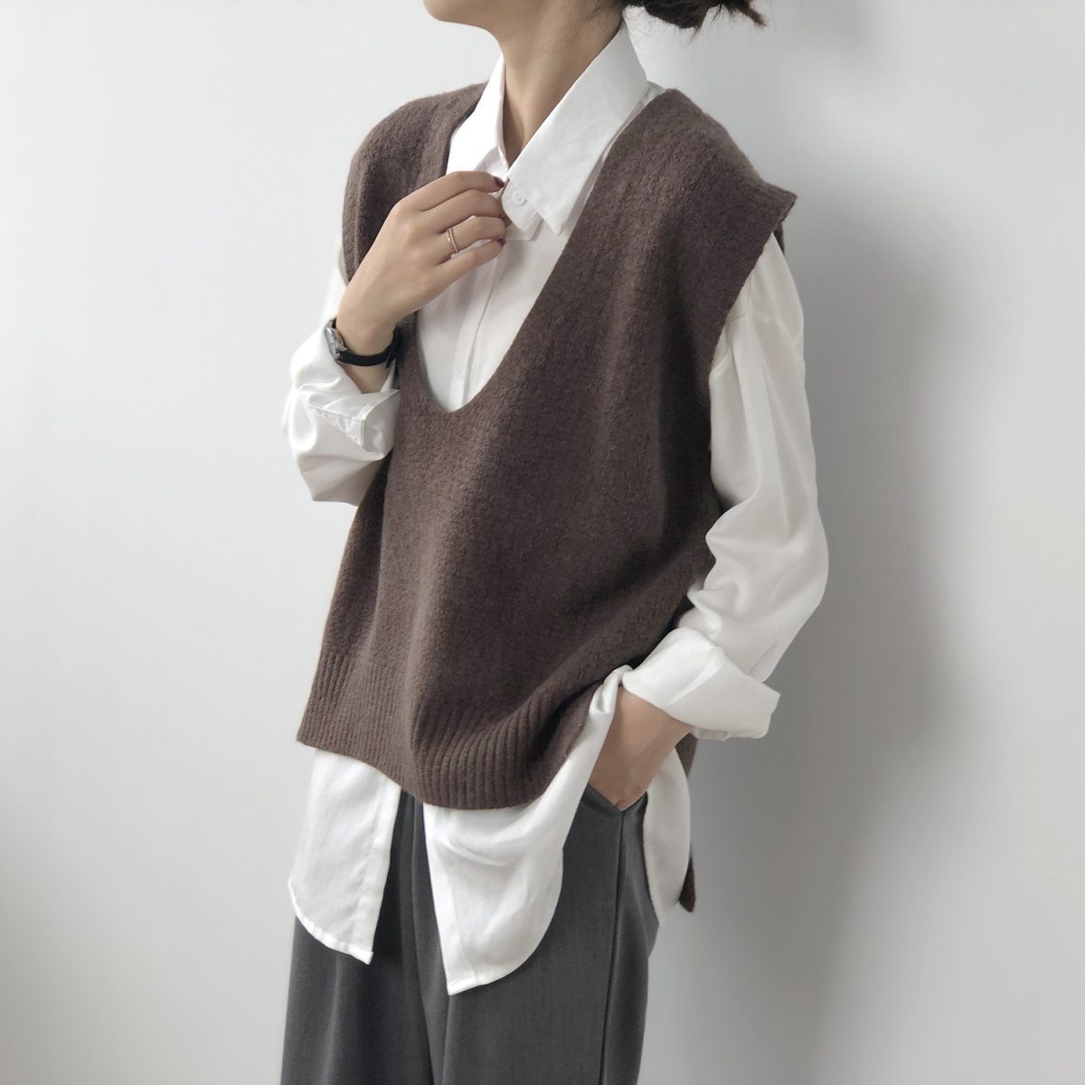 V neck Korean Casual Loose Sleeveless Vest in Sweaters