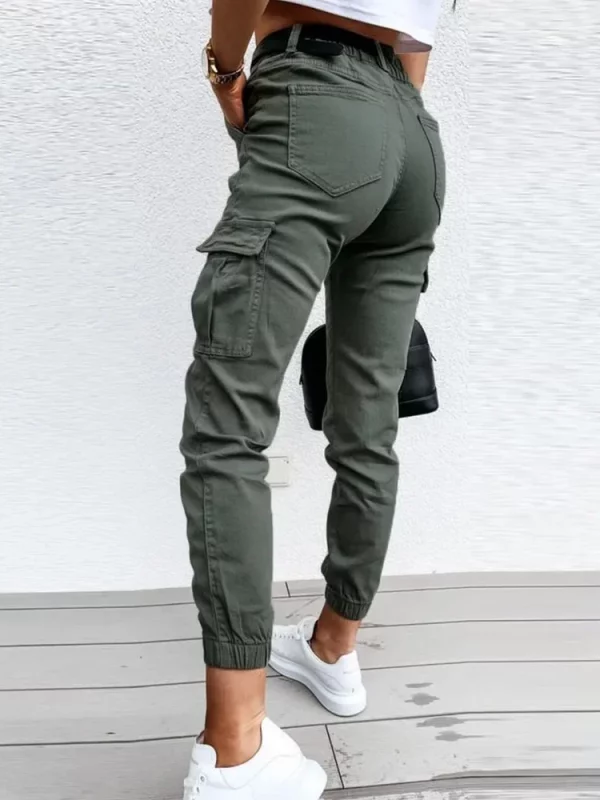 High Waist Casual Pocket Design Vintage Cargo Trousers in Pants