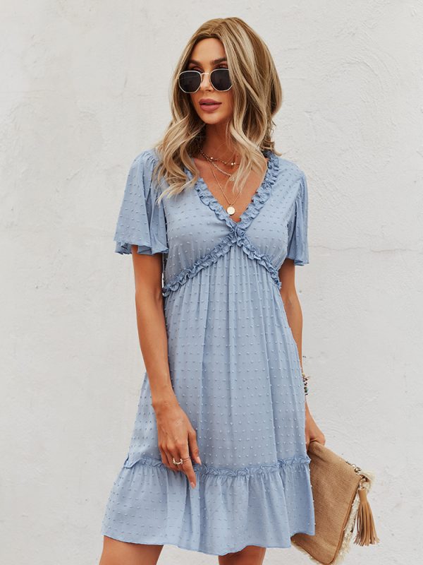 Summer Short Sleeve Solid Color Dress in Dresses