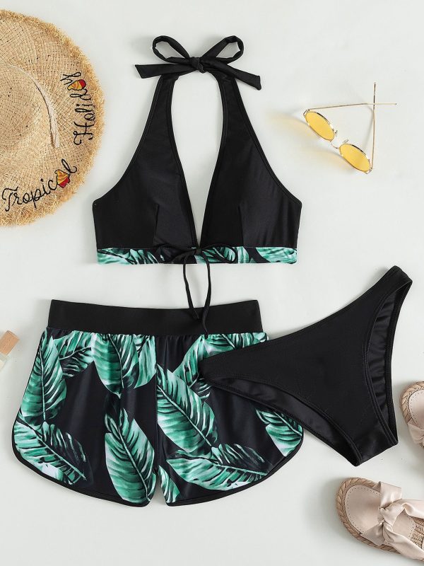 Split Three-Piece Bikini in Swimsuits