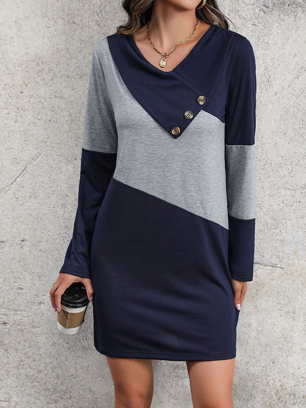Color Matching Sweater Dress in Dresses