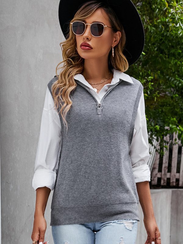 High End Gray V neck Sweater Vest in Sweaters
