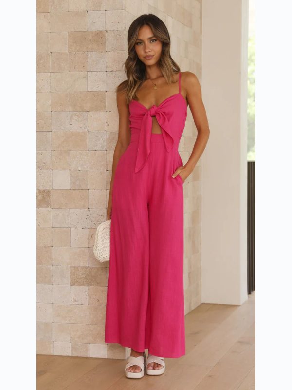 Casual Tied Spaghetti Strap Trendy Jumpsuit in Jumpsuits & Rompers