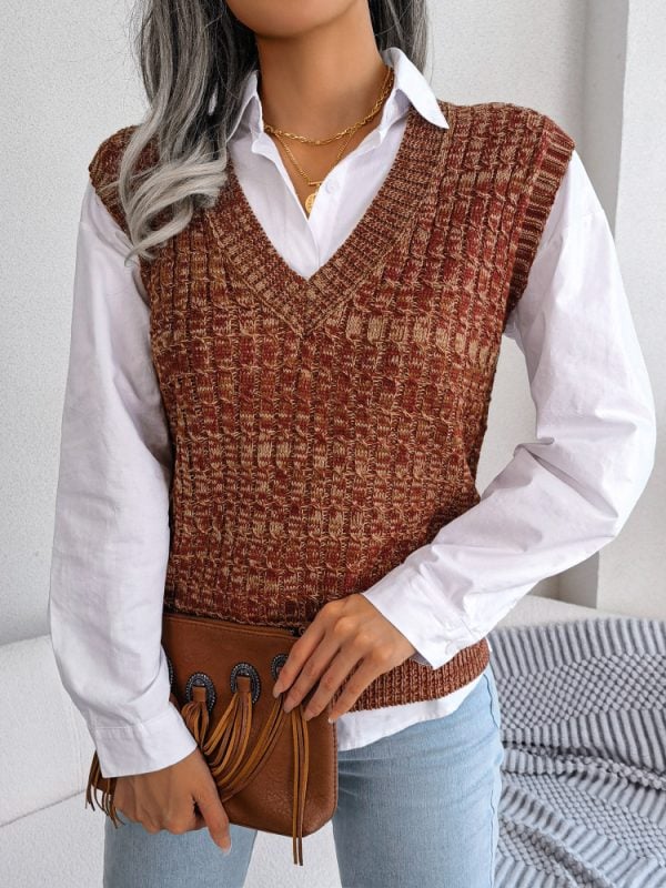 Color Twist V-neck Sweater Vest in Sweaters